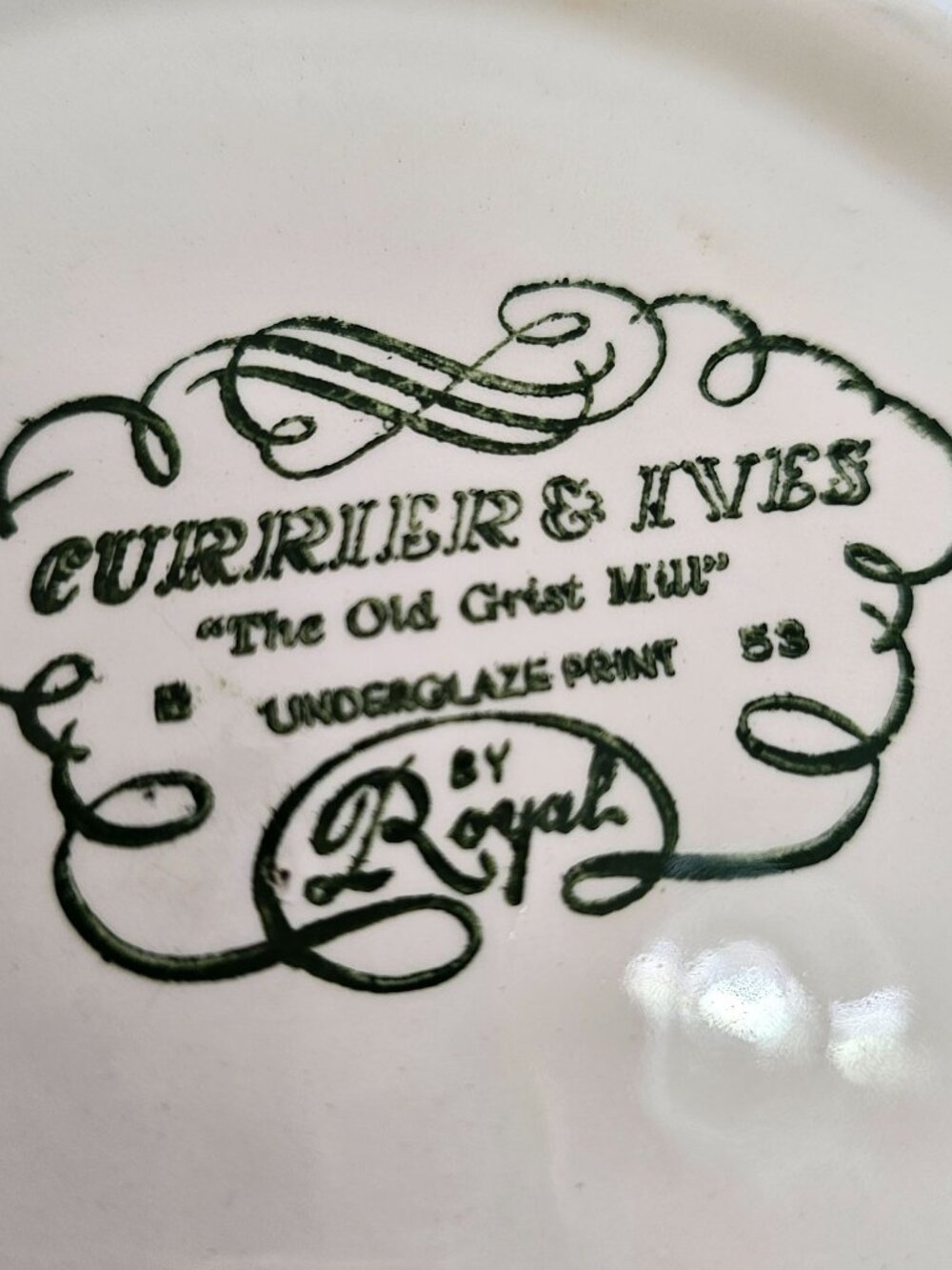 2 Royal Old Grist Mill Blue Dinner Plate 10" countryside Currier Ives Ironstone - Picture 8 of 9